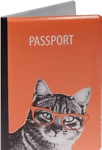 Обложка для паспорта Кошка в очках (ПВХ бокс)