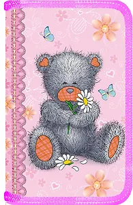 Пенал школьный 1отд. "Мишки" лам.картон, объемн.тиснение, блестки, КанцБург