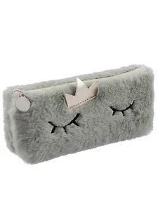 Пенал-косметичка из искусственного меха с подкладкой "Princess", бежевый, Yoi