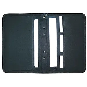 Папка деловая А4 кожзам, черная люкс, молния, ручка трансформер, Канцбург