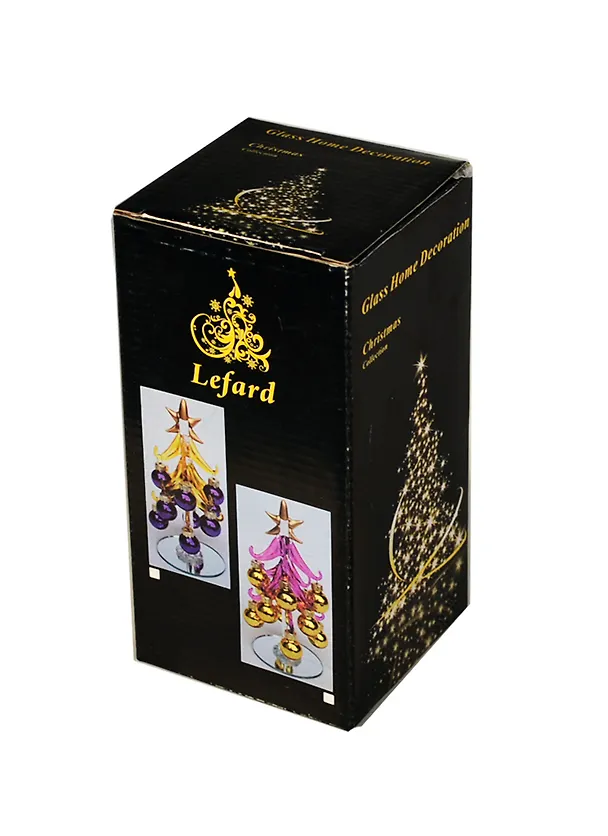 Елочка декоративная с золотыми шарами 15см  (594-002) стекло (Авангард) 2389261 — 1