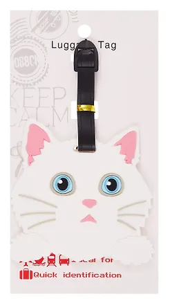 Багажная бирка на чемодан Котик белый (ПВХ) (9х9) (12-7348-Z4) 3089988