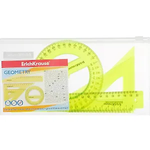 Набор геометрический средний "Neon" (треуг.2шт.,лин.20,тр-р 360 гр.), ERICH KRAUSE