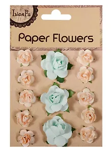 Набор для творчества, Цветы Paper Flower 3 больш.+10маленьк., голубые и персиковые