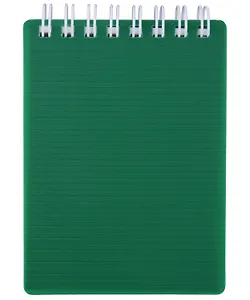 Блокнот А7 80л кл. "VELVET" зеленый, пласт.обл, спираль