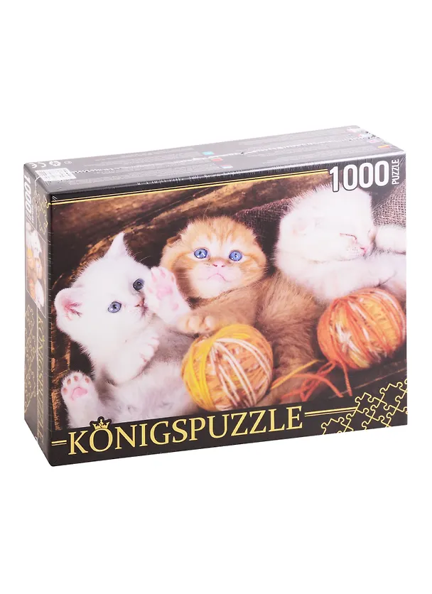 Пазл «Три котёнка с клубками» 1000 элементов, KonigsPuzzle 2829032 — 1
