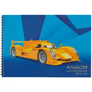 Альбом для рисования Listoff, "Победитель гонки", А4, 20 листов, на гребне