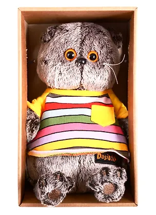 Мягкая игрушка Басик в полосатой футболке с карманом (22 см) (Ks22-147) 2831088