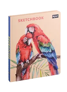 Скетчбук 205*246 64л "Попугаи" 120г/м2, тв.обложка