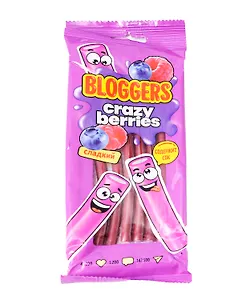 Мармелад жевательный BLOGGERS Крейзи бэрриз со вкусом лесных ягод (трубочка), 75г