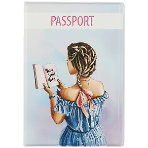 Обложка для паспорта Девушка с книгой (ПВХ бокс)