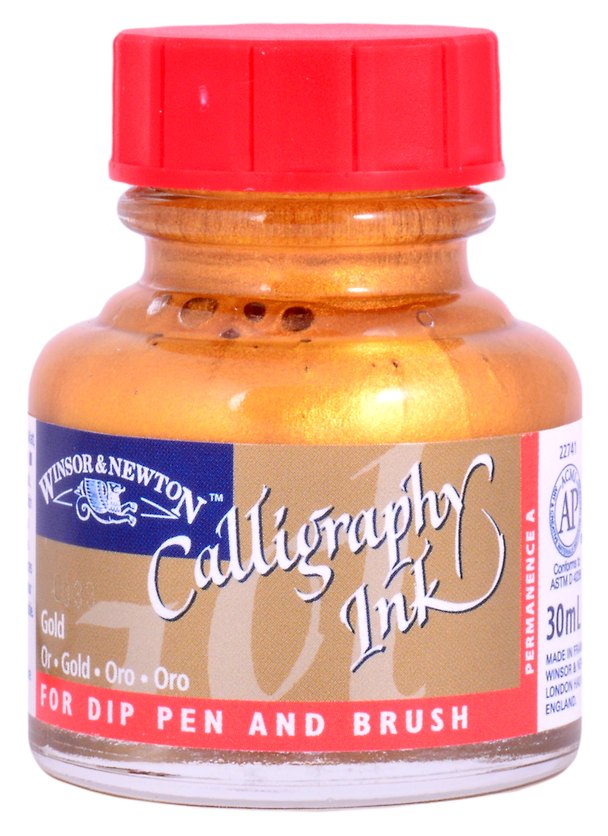 Тушь для каллиграфии золотая, 30 мл, Winsor&Newton 261802 — 1