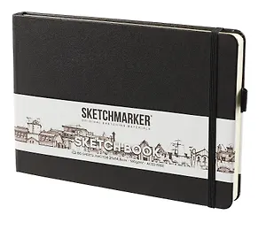 Скетчбук 21*14 80л "Sketchmarker" черный, нелинованн. 140г/м2, слоновая кость, тв.обл