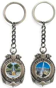 Брелок-якорь-кан (мет.вставка-цв) Петергоф.Труб.Тритоны-Каскад, цвет античное олово