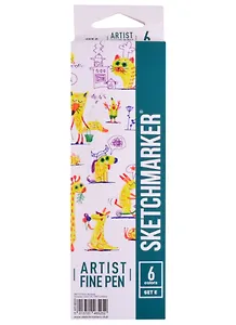 Ручки капиллярные 6цв Artist fine pen Basic 5, к/к, Sketchmarker
