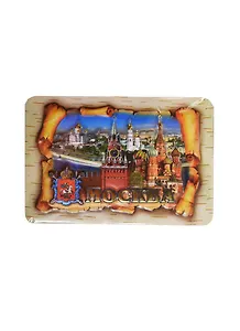 Магнит свиток Москва Река Спасская башня ХВБ (прессованный) (025-3-19K23)