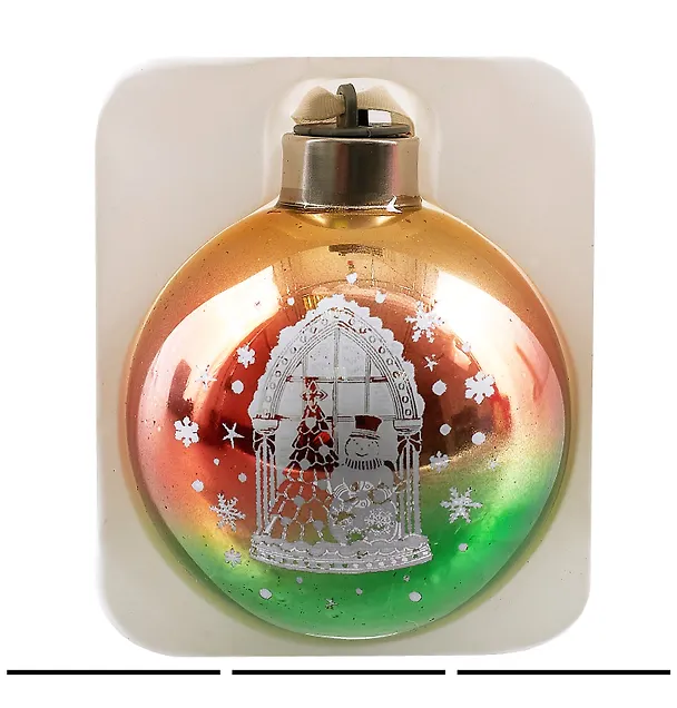 Елочный шар в подарочной коробке LED Снеговик (стекло) (8x8) (89857) 3006921 — 3