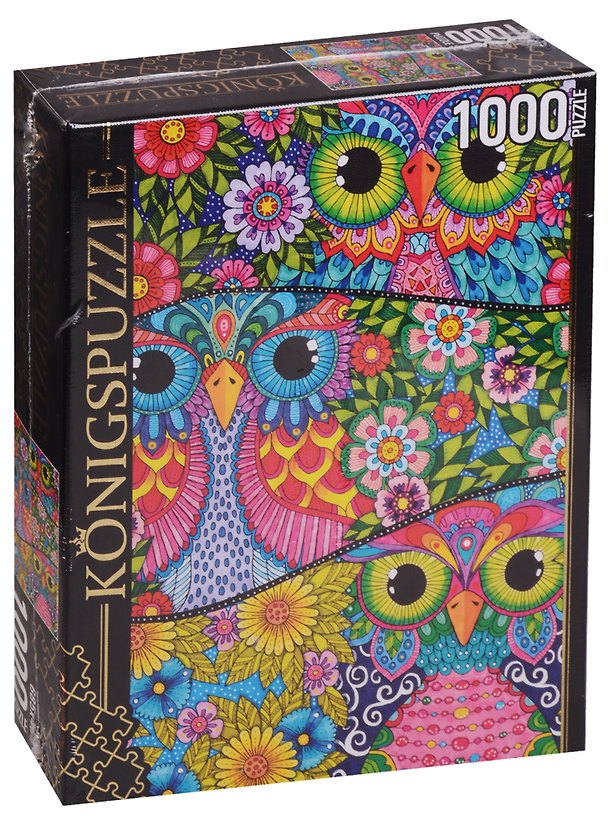 Пазл Königspuzzle 1000 эл.68,5*48,5см. Цветные совы АЛК1000-6528 2614149 — 1