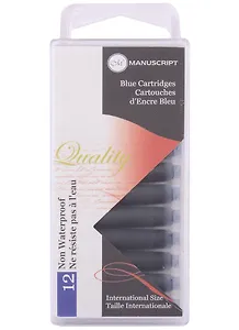 Картриджи синие 12шт "Fountain Pen", 38мл, блистер, Manuscript