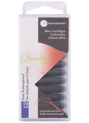 Картриджи синие 12шт "Fountain Pen", 38мл, блистер, Manuscript  2932316