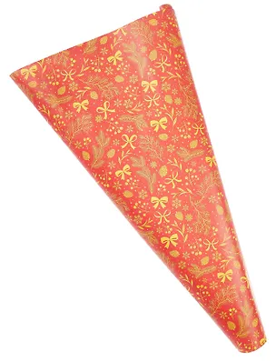 Бумага упаковочная 70*100см "Банты,шишки,веткинакрасном" НГ,инд.уп. 3118159