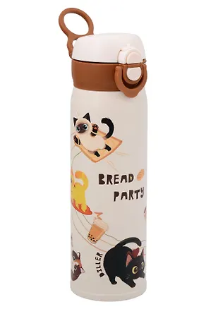 Термобутылка «Котик. Bread Party» (пластик/металл) (480мл) 3135656