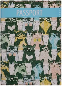 Обложка для паспорта Cool Clever Cats (кожа) (ПВХ бокс) (ОК2017-03)