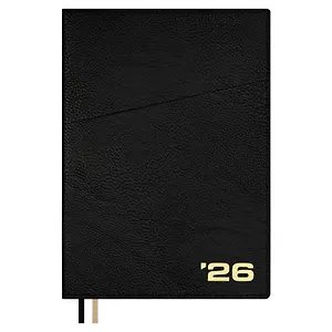 Ежедневник дат. 2026г. А5+ 176л "Шеврет" коричневый, кожзам, интегр. переплет, тисн. фольгой, внутренний блок в клетку, карман, офсет, закругл.углы, справ.мат-лы, 2 ляссе, инд.уп