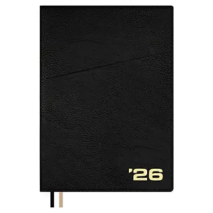 Ежедневник дат. 2026г. А5+ 176л "Шеврет" коричневый, кожзам, интегр. переплет, тисн. фольгой, внутренний блок в клетку, карман, офсет, закругл.углы, справ.мат-лы, 2 ляссе, инд.уп 3116476