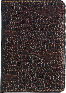 Обложка для паспорта кож/зам "Крокодил коричневый", J.Otten