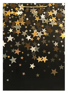 Пакет А3 46*33*10 "Золотые звезды" Новый год, нейтр., бум.мат