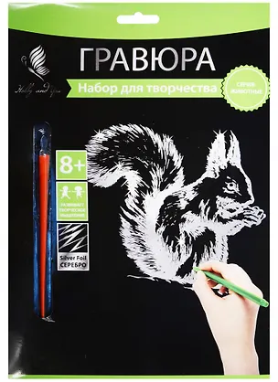 Набор д/творч. Гравюра серебро Белочка (HY340001120s) (18х24 см)(8+) (Hobby and you) 2569760