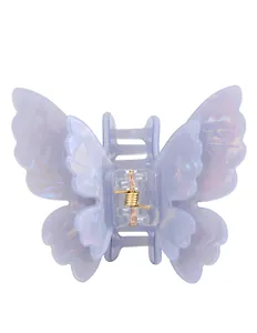 Заколка-крабик Бабочка перламутр голубая (пластик) (6см) (12-253004-С6) (Lafilaf)