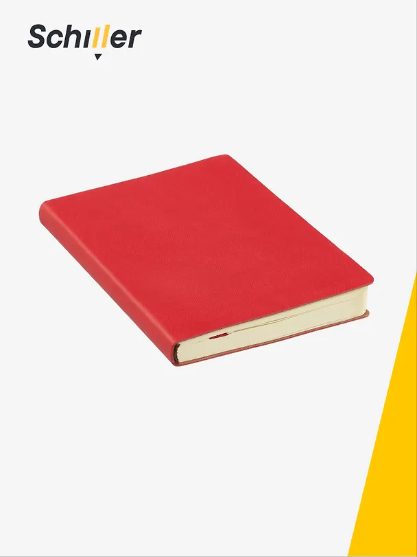 Записная книжка А6, 100 листов в клетку, красный, сшивка, Schiller 3031822 — 2