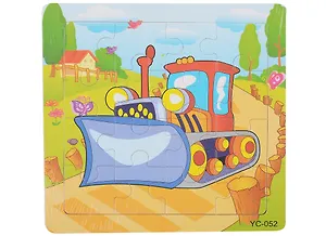 Развивающая рамка Бульдозер, дерево, 16 элементов