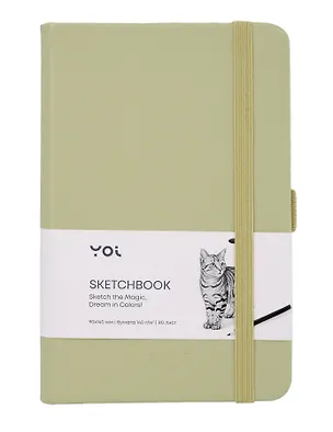 Скетчбук 9*14 80л "Yoi" оливковый, 140г/м2, слоновая кость, тв.обл., Yoi 3144755