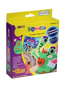 Масса для лепки неоновая (23436) (ICB18P4S) (4цв. х 18г + мастер-класс) (светится в темноте) (4+) (коробка)