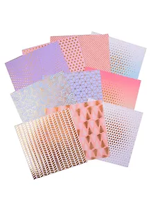 Бумага для скрапбукинга с фольгированием «Мгновение», МИКС 15.5×15см, 180 г/м 2983586