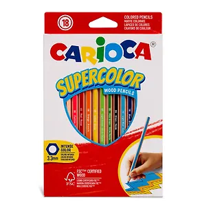 Карандаши цветные 18цв "Supercolor" шестигранные, к/к, подвес, Carioca 3144544