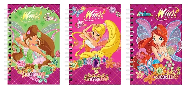 Блокнот А6 96л кл. "WINX CLUB" спираль, глиттер, WINX 229594 — 1