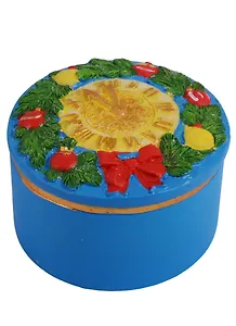 Шкатулка декоративная Часы и ель (7,5x7,5x5)