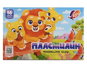 Пластилин 16цв 240гр "ZOO" к/к., стек, Луч 3132693