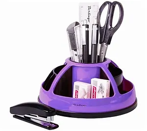 Настольный органайзер, Berlingo/Берлинго BR, 9 предметов, вращающийся, черный/фиолетовый