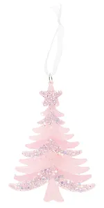 Новогоднее подвесное украшение Елочка розовая (пластик) (ПВХ бокс) (10х14) (12-09229-2-N17)