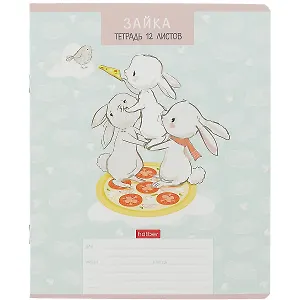 Тетрадь в крупную клетку Hatber, "Зайчата", 12 листов, в ассортименте