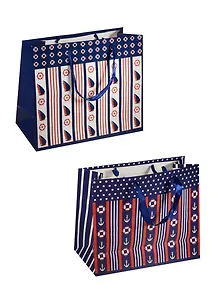 Пакет подарочный бумажный А4 31*26*12 "Штурвал и якорь",нейтр., разноцвет., мат. ламинат, Хансибэг