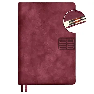 Ежедневник дат. 2026г. А5 176л "Тиволи глосс" бордовый, кожзам, тв.переплет, блинт.тиснение, офсет, справ.мат-лы, вырубка, закругл.углы, 2 ляссе, инд.уп 3116500