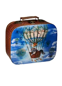 Шкатулка-саквояж дерево Кот на воздушном шаре (25х20,5х9) (42737)