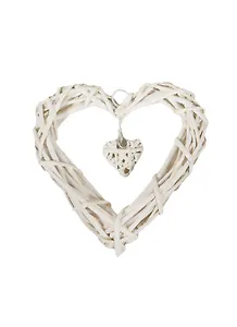 Заготовка из ротанка кольца с сердцем белое (11065700)
