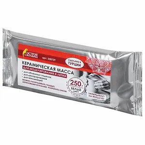 Масса керамическая для лепки, Остров сокровищ, отвердевающая, 250 г, белая